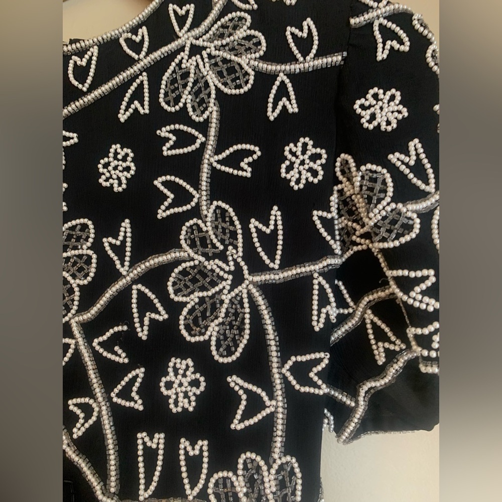 Night vogue vintage silk beaded dress evening formal back holiday new years eve - Picture 5 of 9